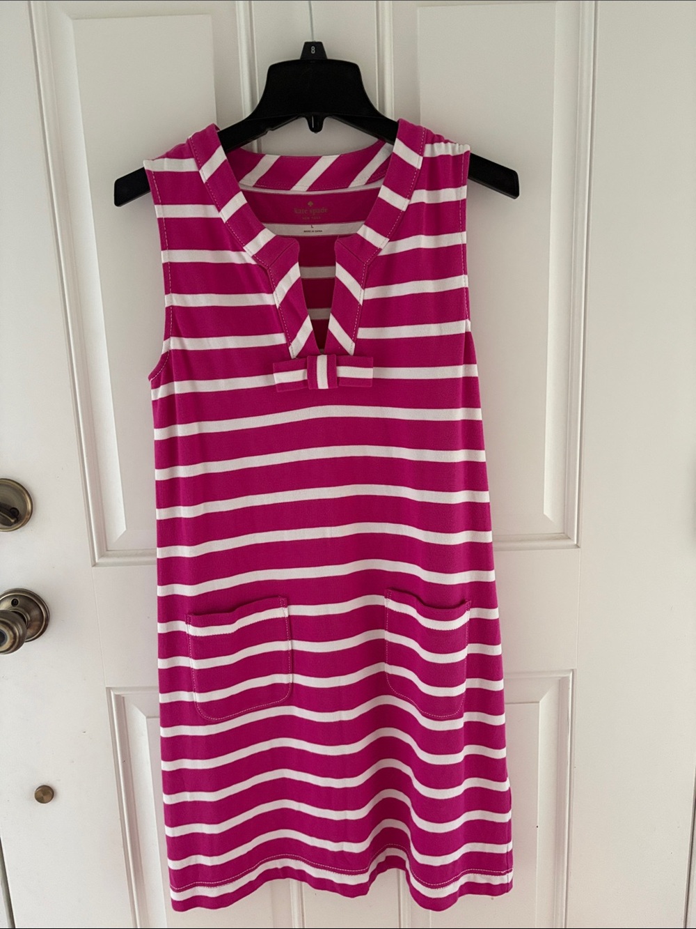kate spade Hot Pink & White Striped Sleeveless Shift Dress